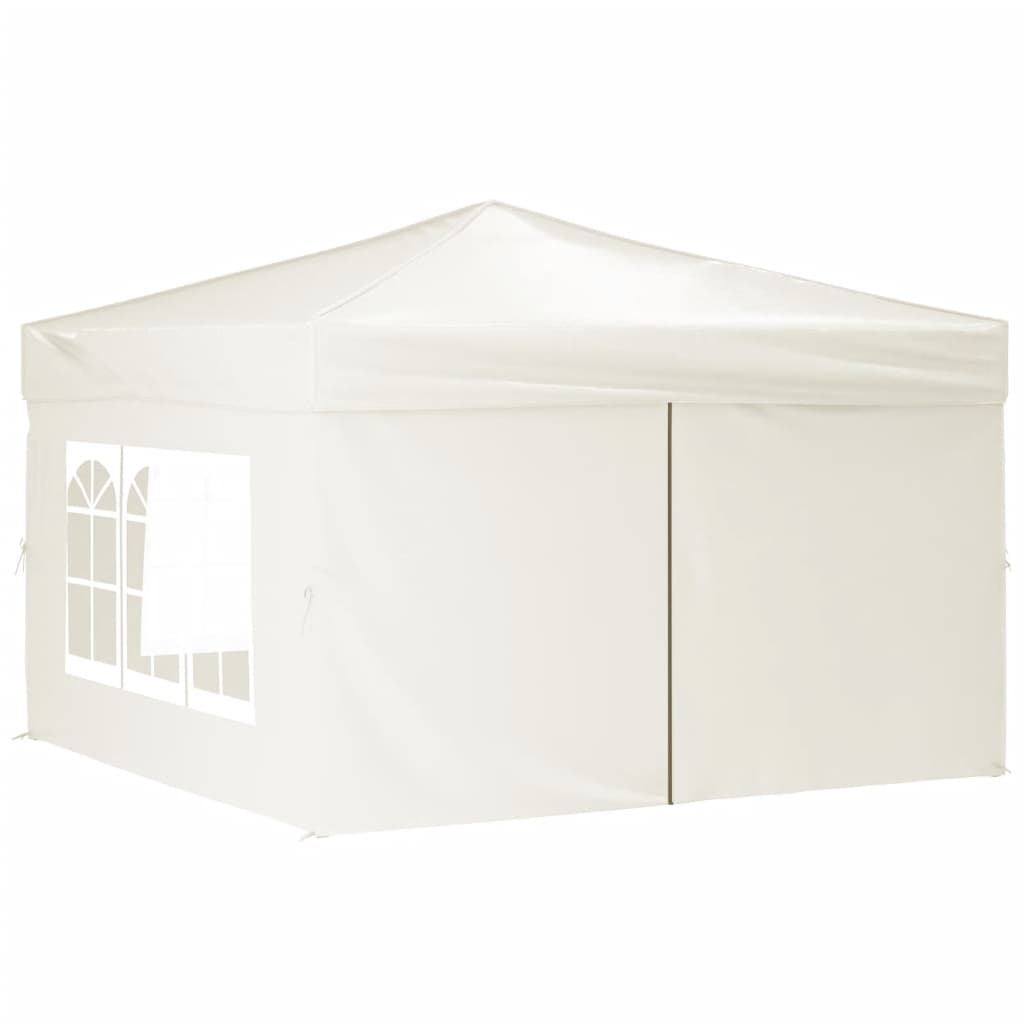 Tente de fête pliable avec parois latérales crème 3x3 m