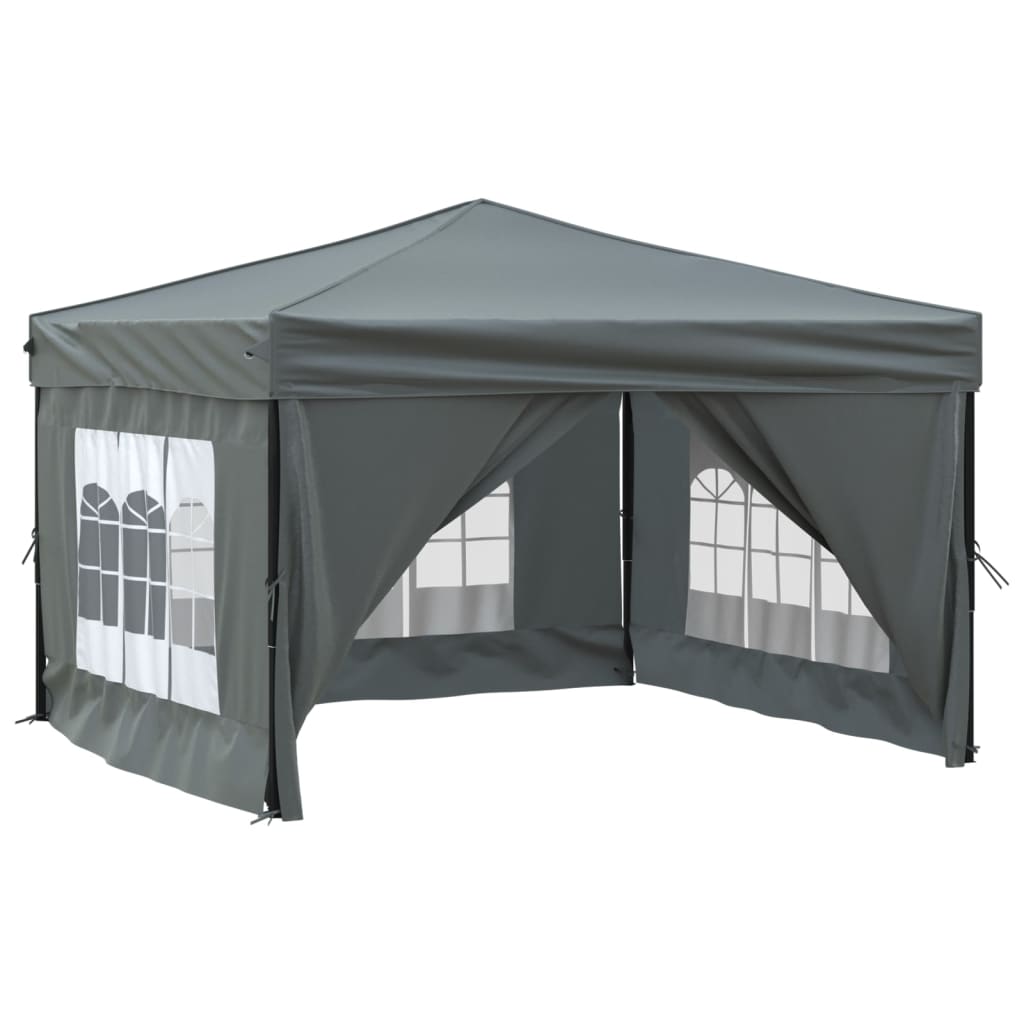 Tente de fête pliable avec parois latérales anthracite 3x3 m