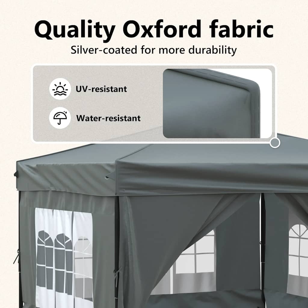 Tente de fête pliable avec parois latérales anthracite 3x3 m