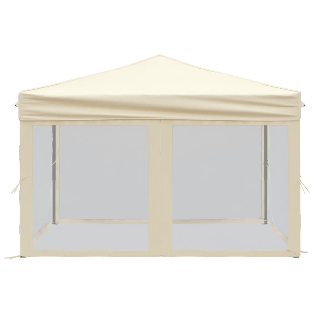Tente de fête pliable avec parois latérales crème 3x3 m