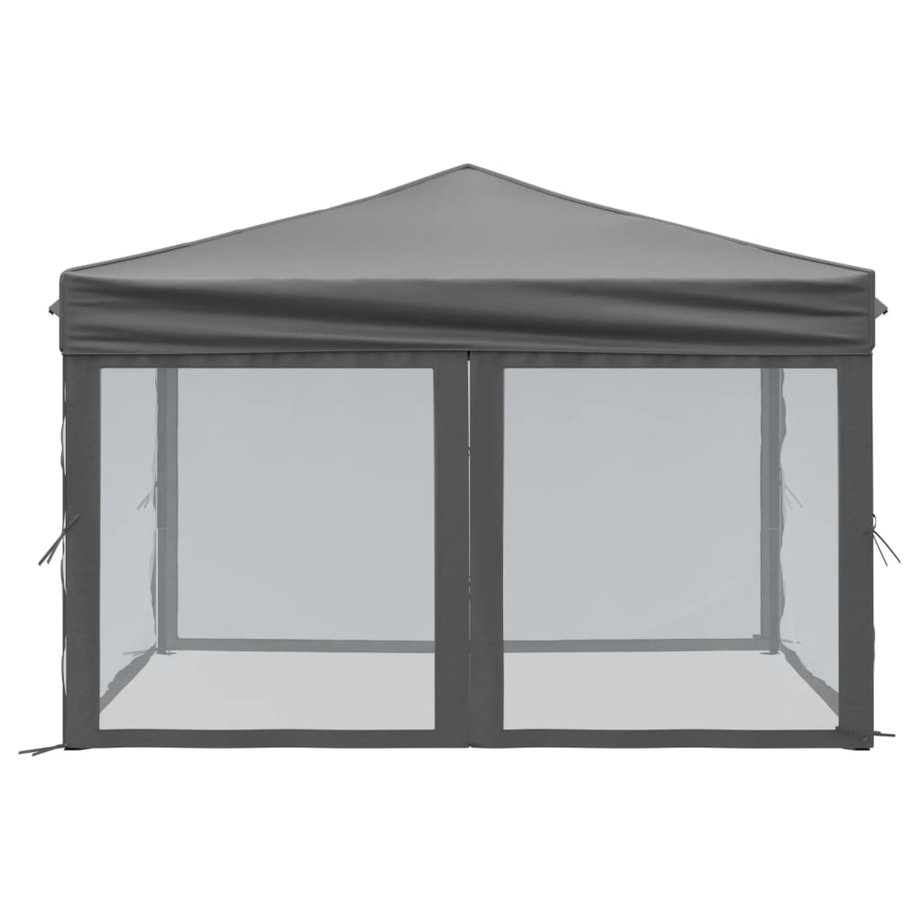 Tente de fête pliable avec parois latérales anthracite 3x3 m