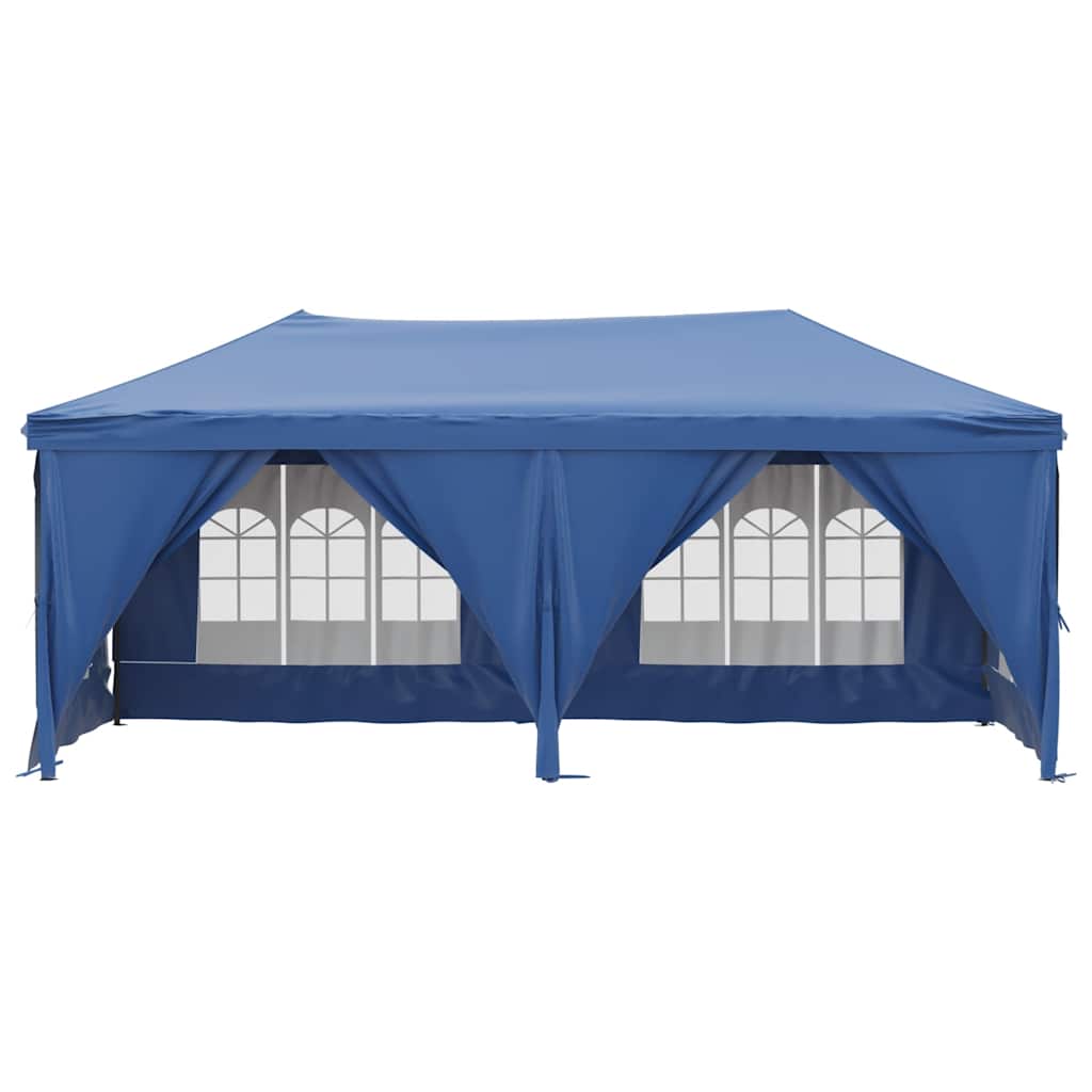 Tente de fête pliable avec parois latérales bleue 3x6 m