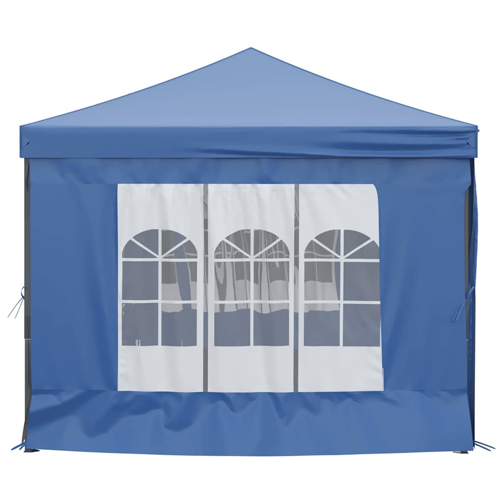 Tente de fête pliable avec parois latérales bleue 3x6 m