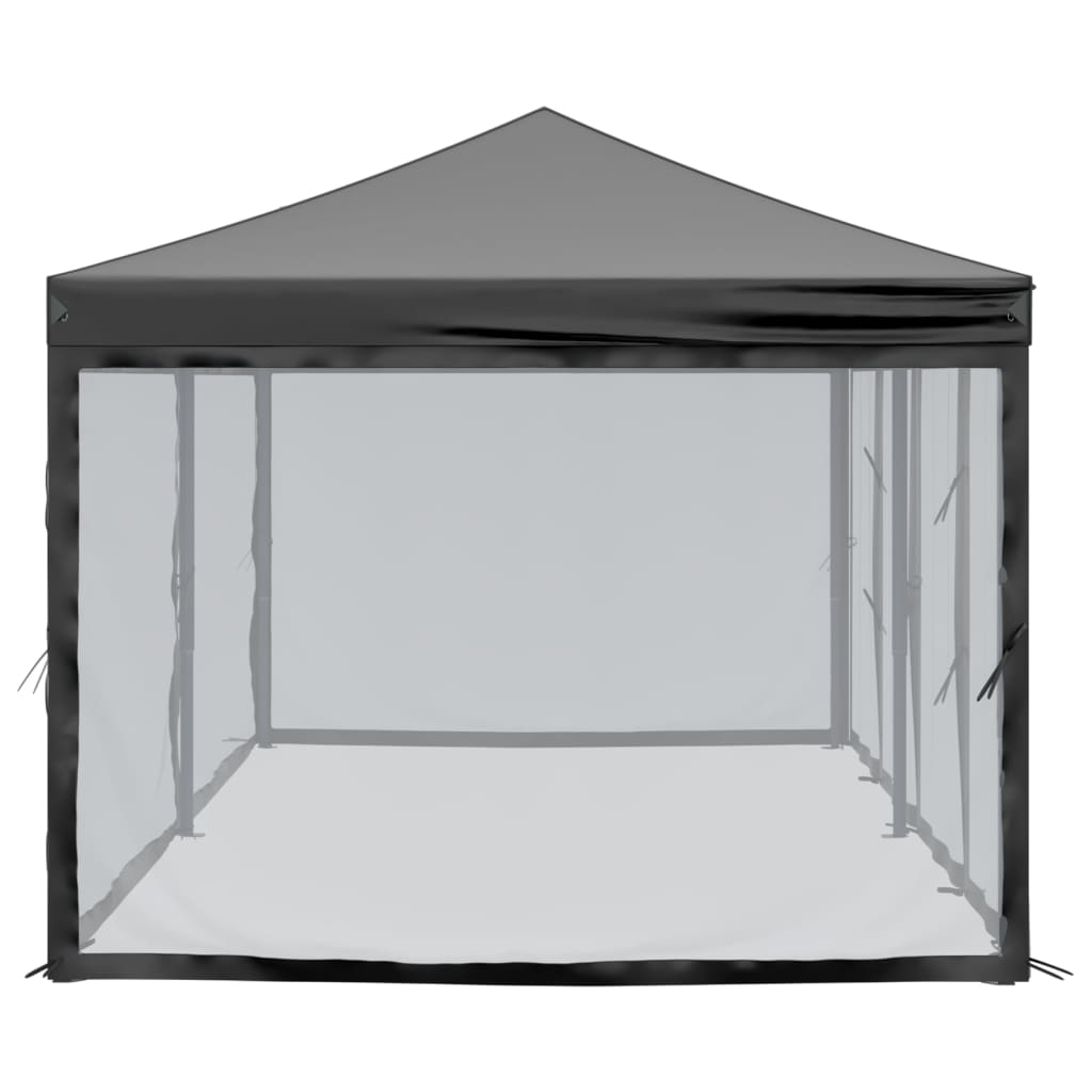 Tente de fête pliable avec parois latérales noire 3x6 m