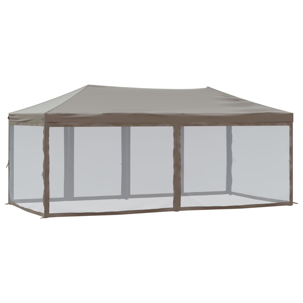 Tente de fête pliable avec parois latérales taupe 3x6 m