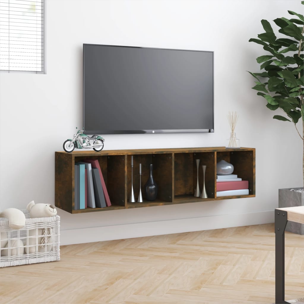 Bookcase/TV Cabinet Smoked Oak 143x30x36cm Wood Material