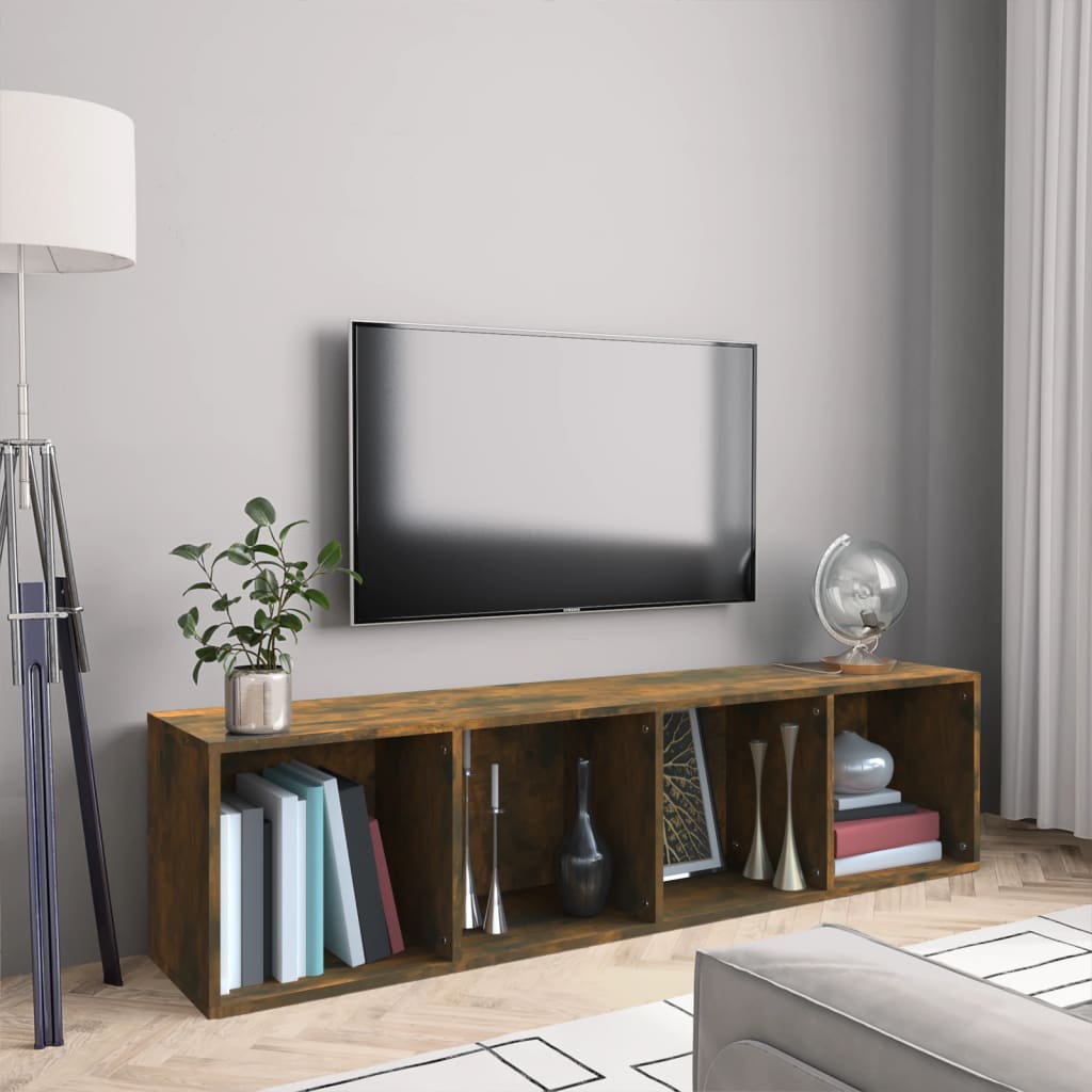 Bookcase/TV Cabinet Smoked Oak 143x30x36cm Wood Material