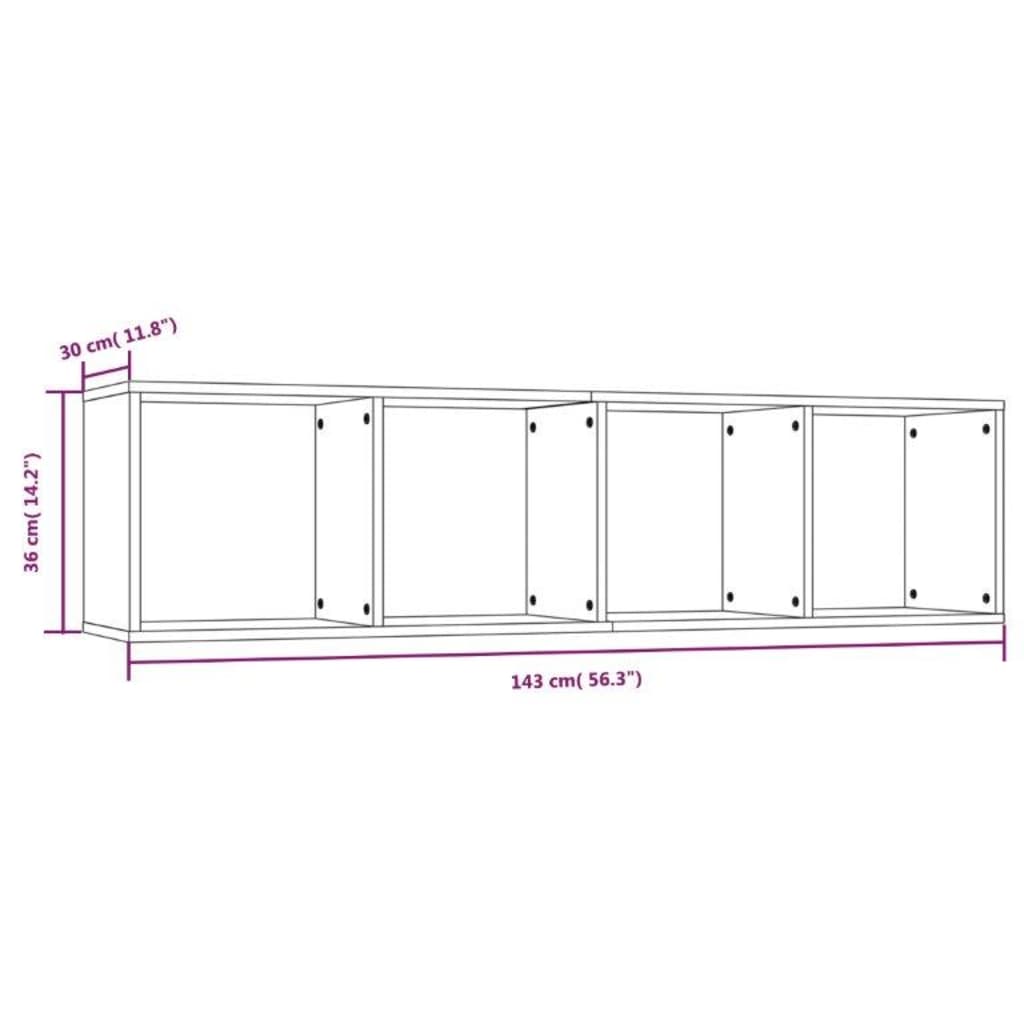 Bibliothèque/meuble TV gris Sonoma 143x30x36cm matériau bois