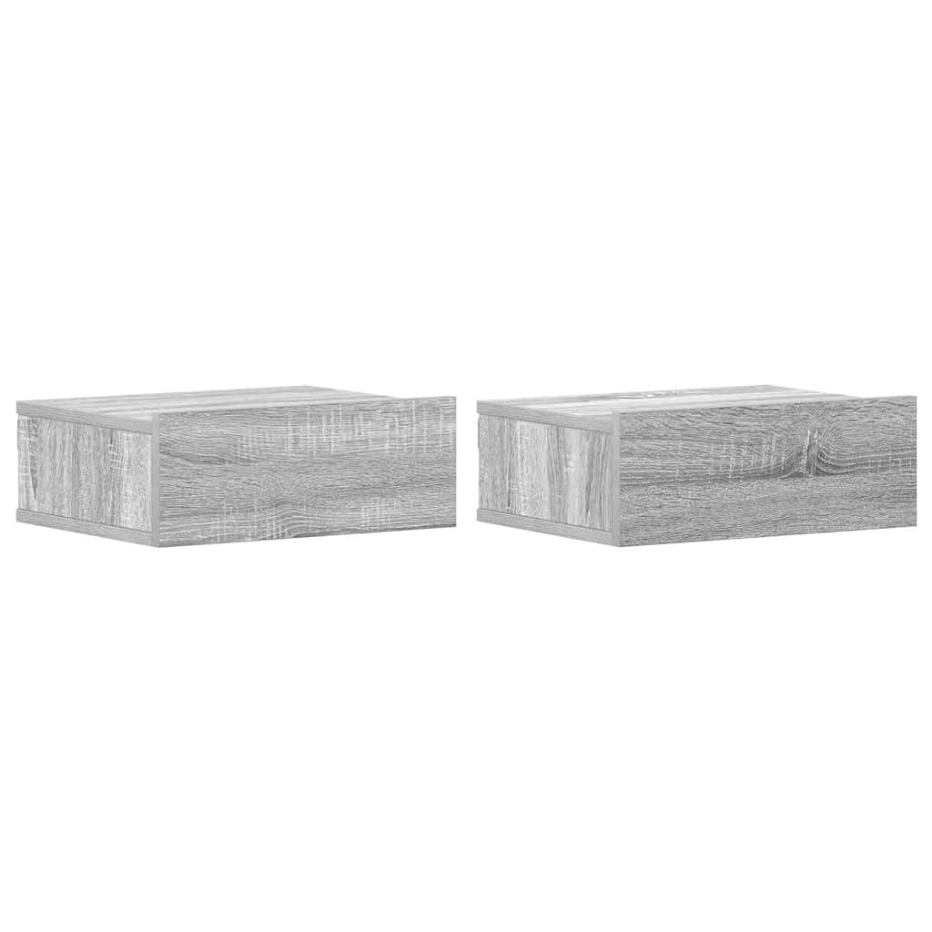Hängende Nachttische 2 Stk. Grau Sonoma 40x30x15 cm