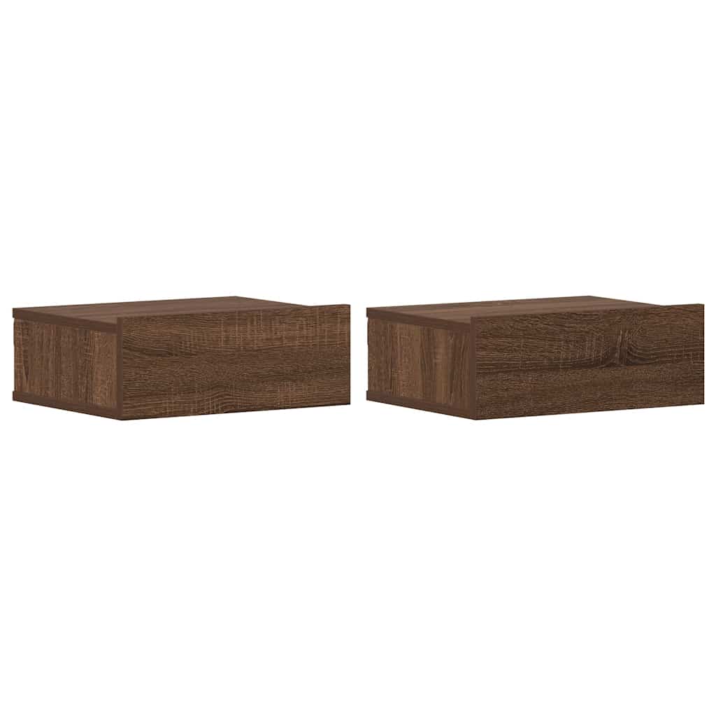 Hängende Nachttische 2 Stk Braun Eiche 40x30x15cm Holzwerkstoff