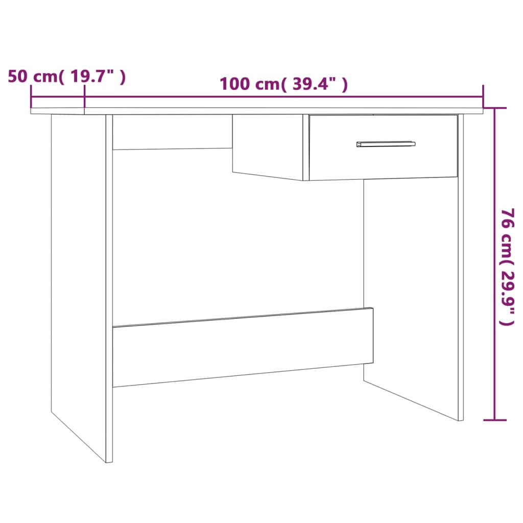Bureau Sonoma gris 100x50x76 cm matériau bois