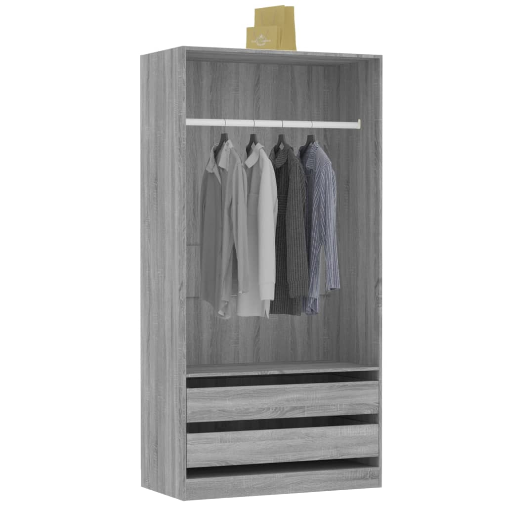 Wardrobe Grey Sonoma 100x50x200 cm Wood Material