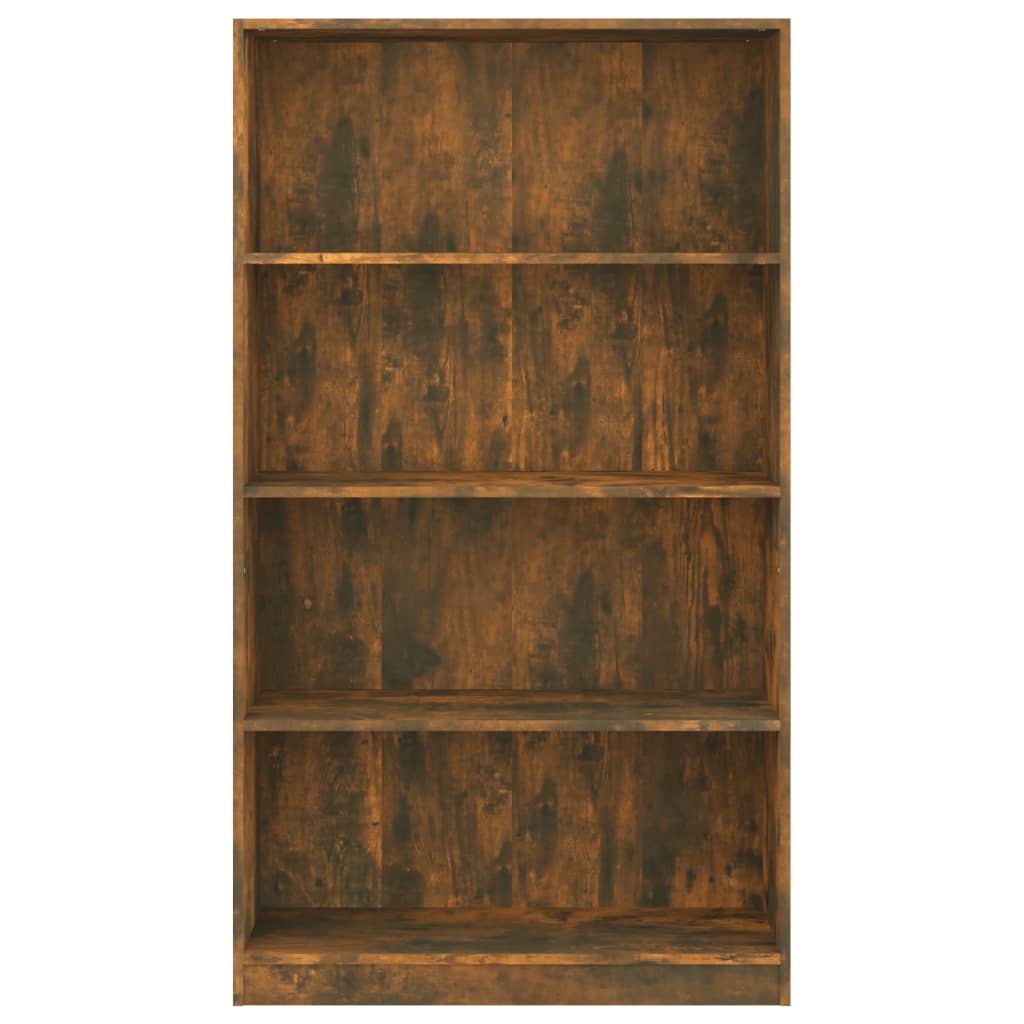 Bookshelf 4 compartments smoked oak 80x24x142 cm wood material