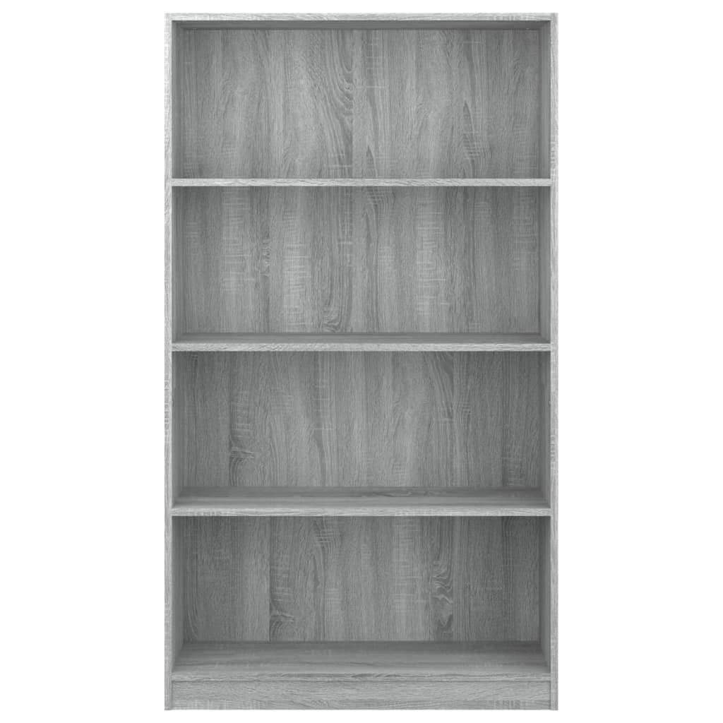 Bookcase 4 Compartments Grey Sonoma 80x24x142 cm Wood Material