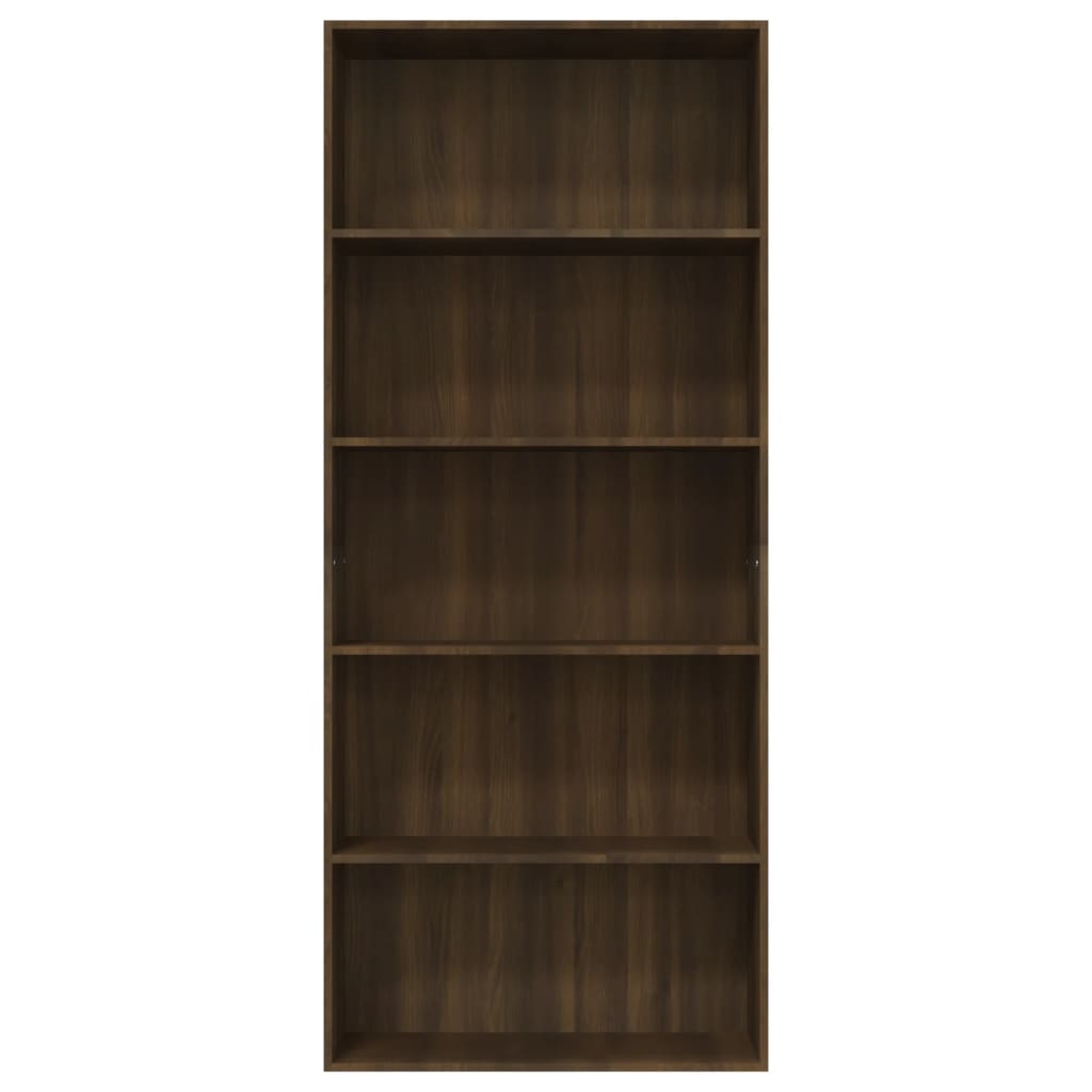 Bücherregal 5 Fächer Braun Eichen-Optik 80x30x189 cm