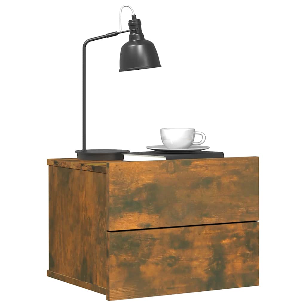 Bedside table smoked oak 40x30x30 cm wood material