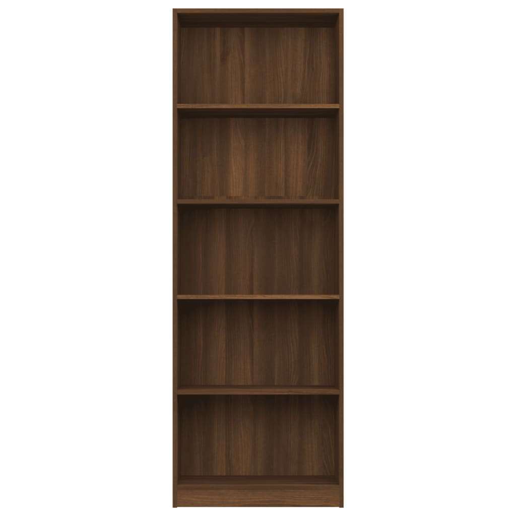 Bücherregal 5 Fächer Braun Eichen-Optik 60x24x175 Holzwerkstoff