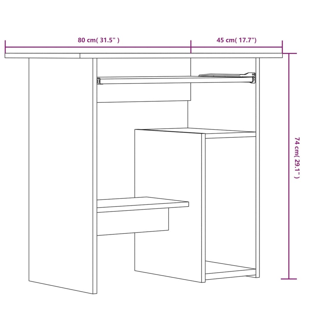 Desk Gray Sonoma 80x45x74 cm Wood Material