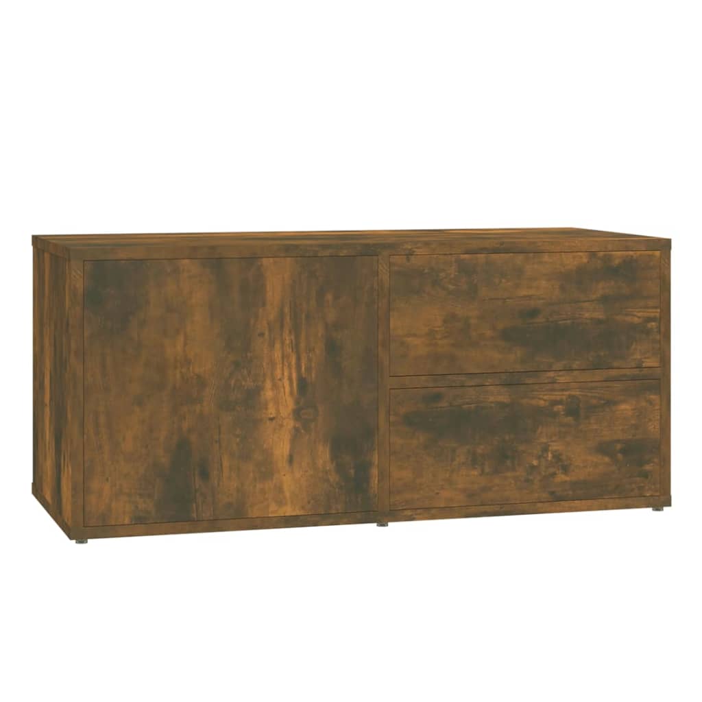 Meuble TV chêne fumé 80x34x36 cm matériau bois