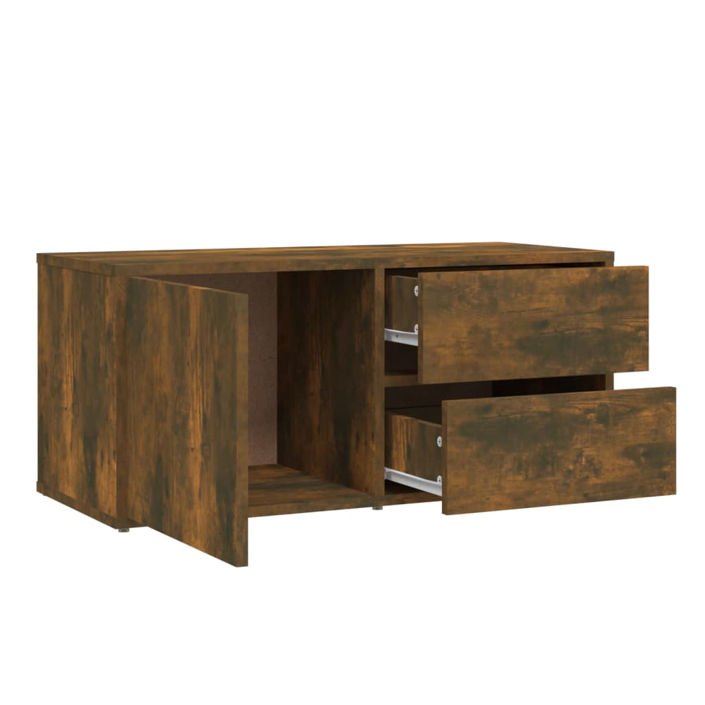 Meuble TV chêne fumé 80x34x36 cm matériau bois