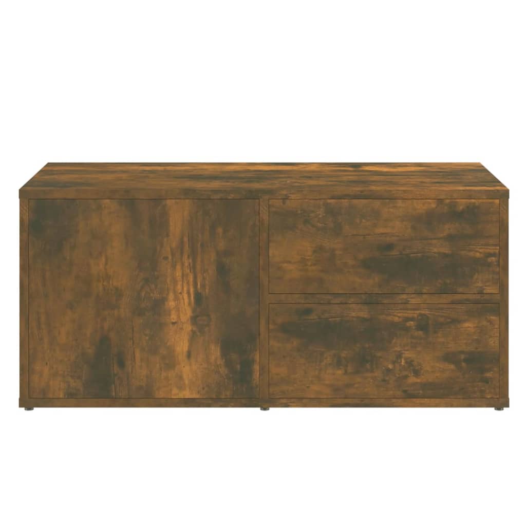 Meuble TV chêne fumé 80x34x36 cm matériau bois