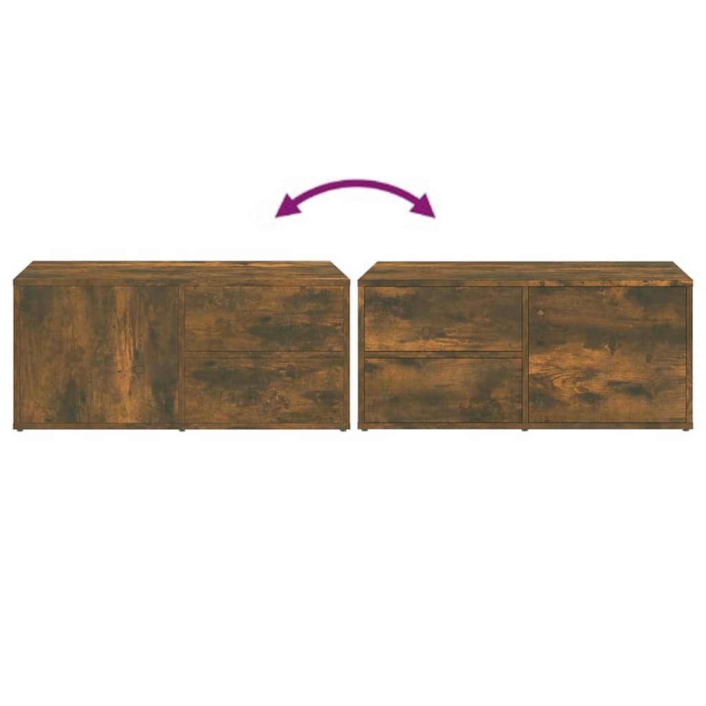 Meuble TV chêne fumé 80x34x36 cm matériau bois