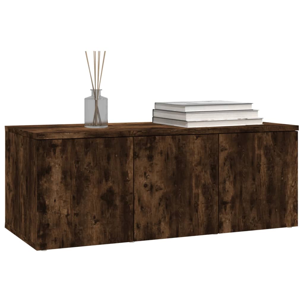 Meuble TV chêne fumé 80x34x30 cm matériau bois
