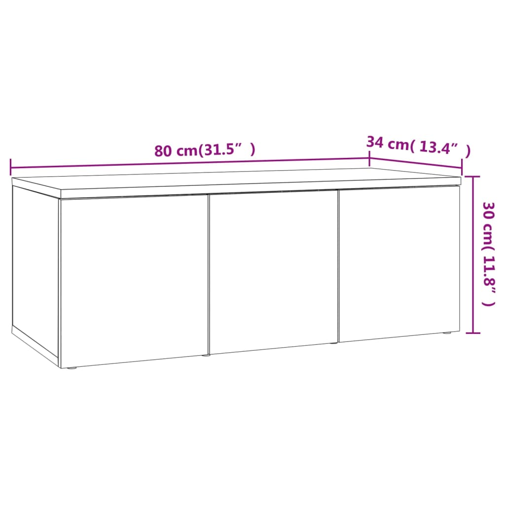 Meuble TV chêne fumé 80x34x30 cm matériau bois