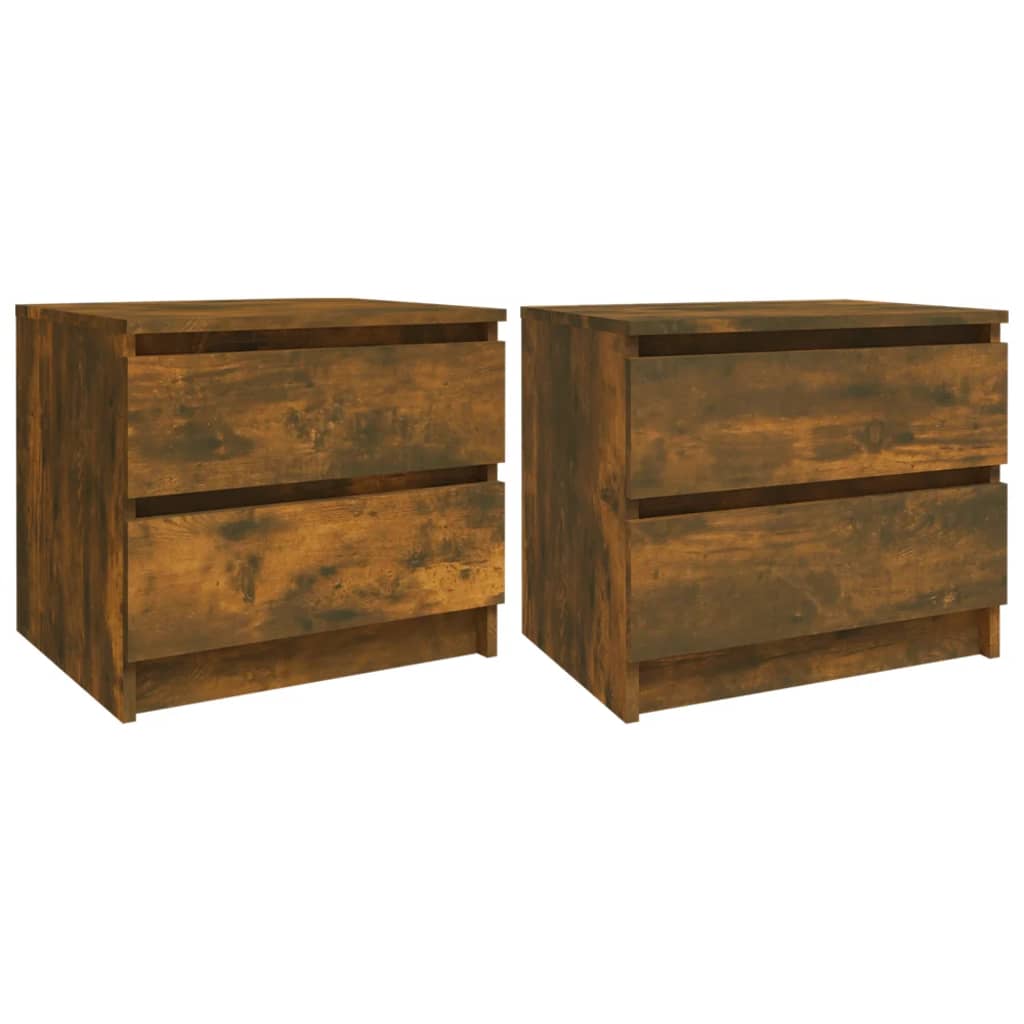 Tables de chevet 2 pcs. chêne fumé 50x39x43,5 cm matériau bois