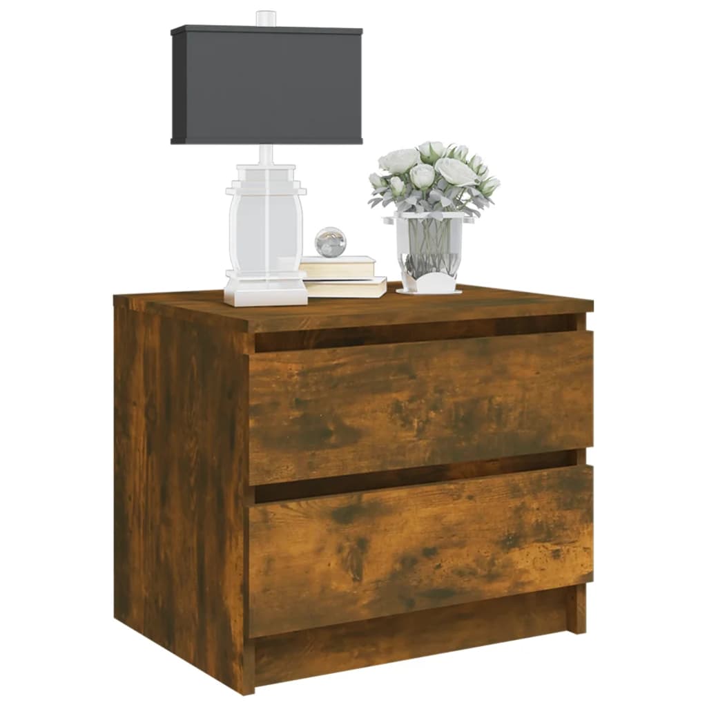 Tables de chevet 2 pcs. chêne fumé 50x39x43,5 cm matériau bois