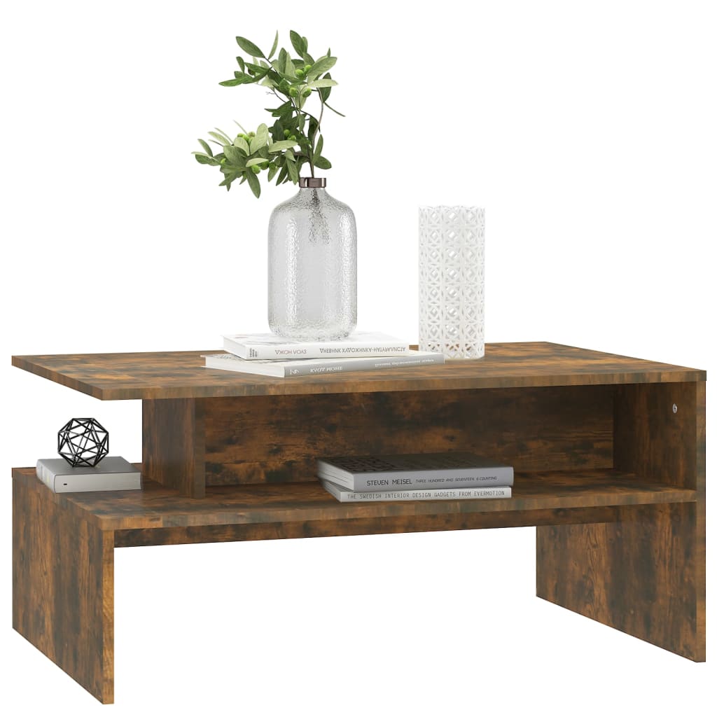 Coffee table smoked oak 90x60x42.5 cm wood material