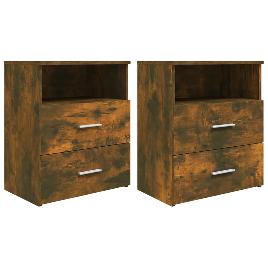 Tables de chevet 2 pcs. chêne fumé 50x32x60 cm