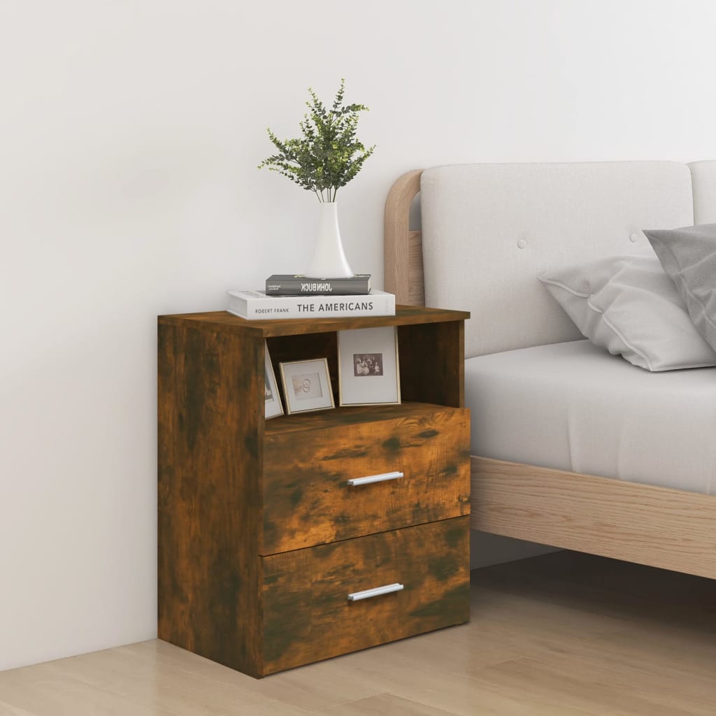 Tables de chevet 2 pcs. chêne fumé 50x32x60 cm