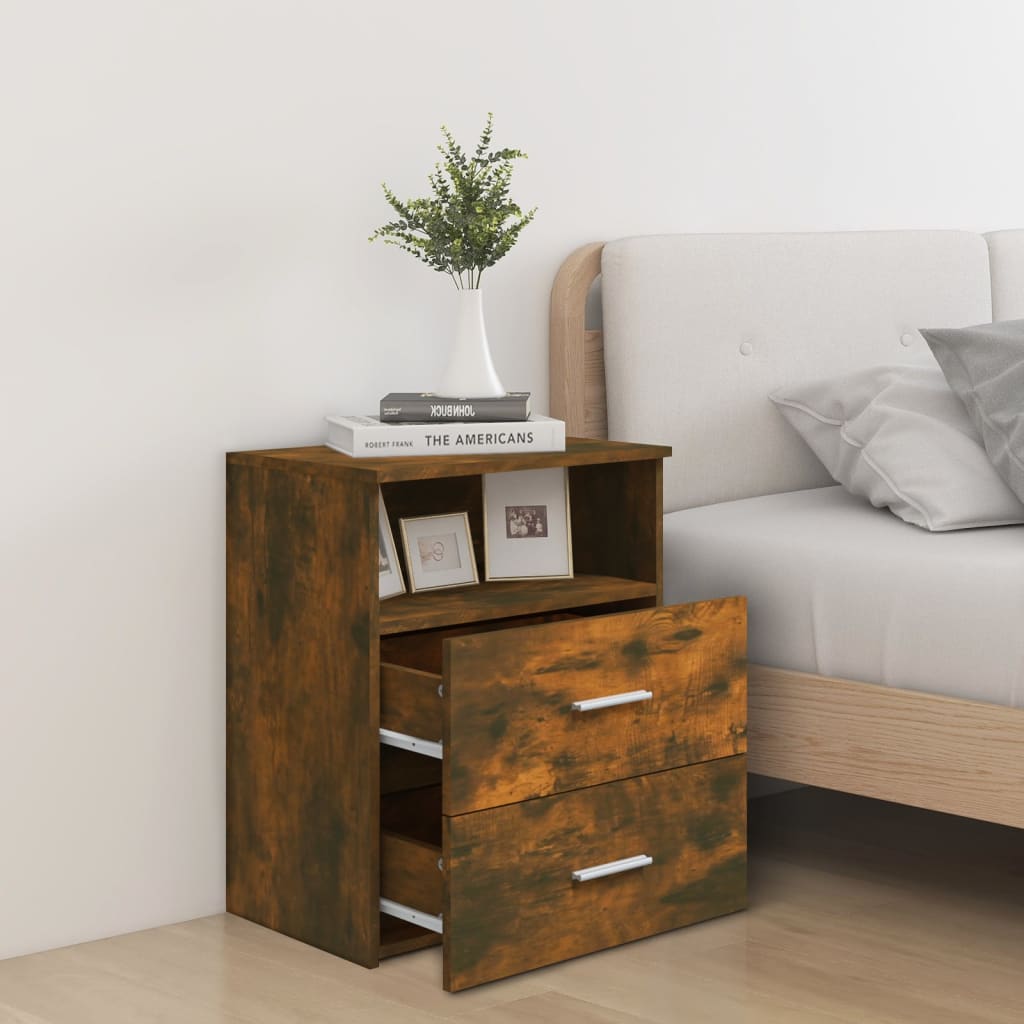 Tables de chevet 2 pcs. chêne fumé 50x32x60 cm