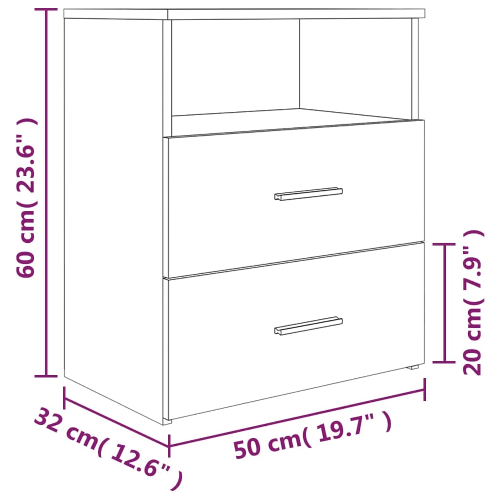 Tables de chevet 2 pcs. chêne fumé 50x32x60 cm