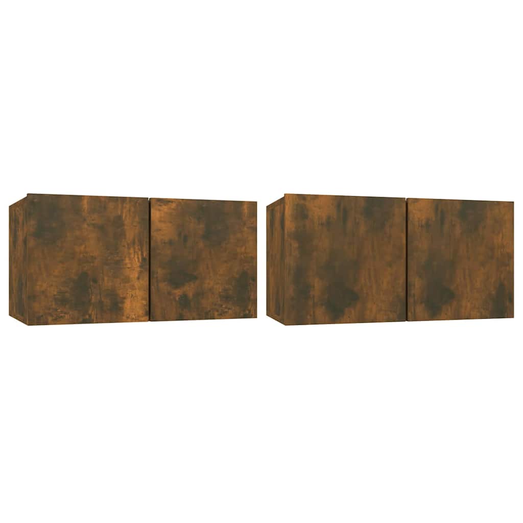 Meubles TV muraux 2 pièces chêne fumé 60x30x30 cm