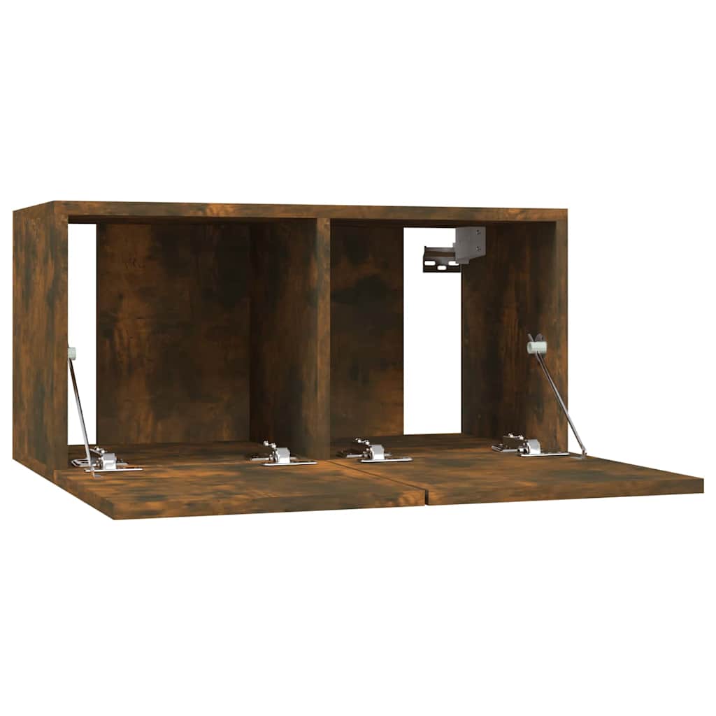 Meubles TV muraux 2 pièces chêne fumé 60x30x30 cm