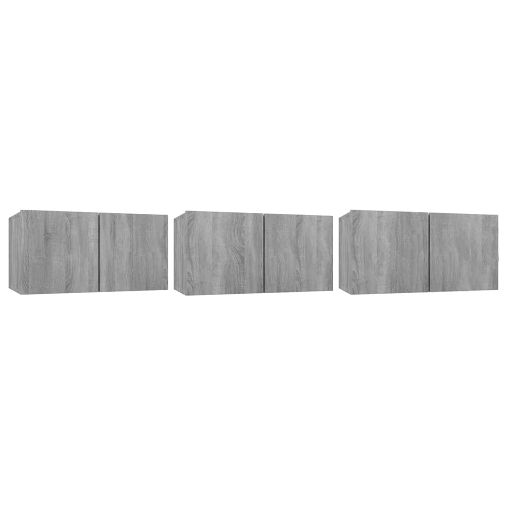 TV-Wandschränke 3 Stk. Grau Sonoma 60x30x30 cm Holzwerkstoff