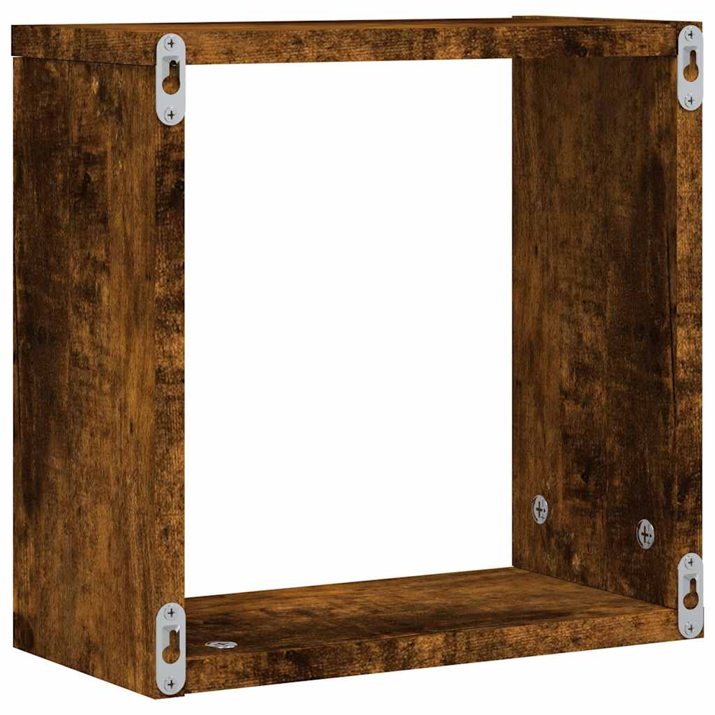 Cube shelves 6 pcs. Smoked oak 30x15x30 cm