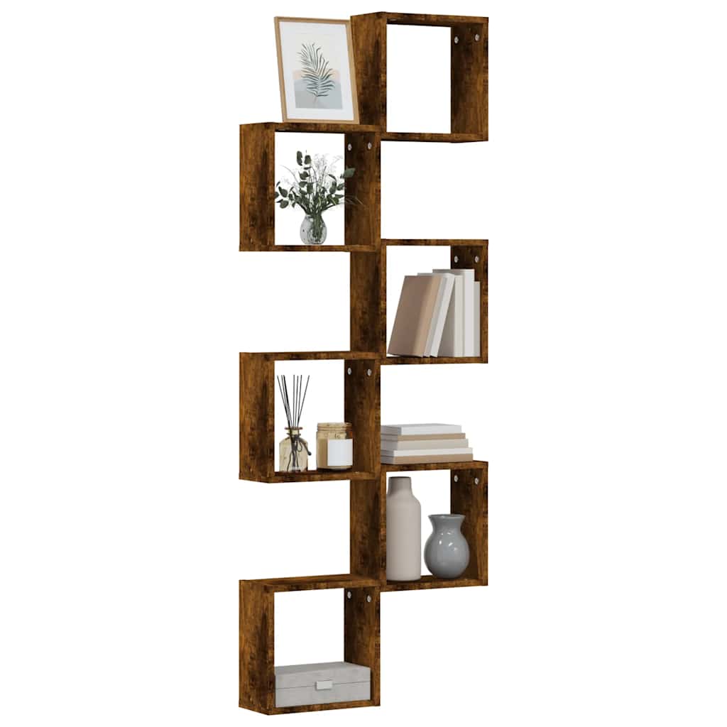 Cube shelves 6 pcs. Smoked oak 30x15x30 cm