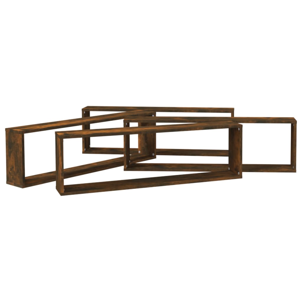 Wall shelves 4 pcs. Smoked oak 100x15x30 cm wood material