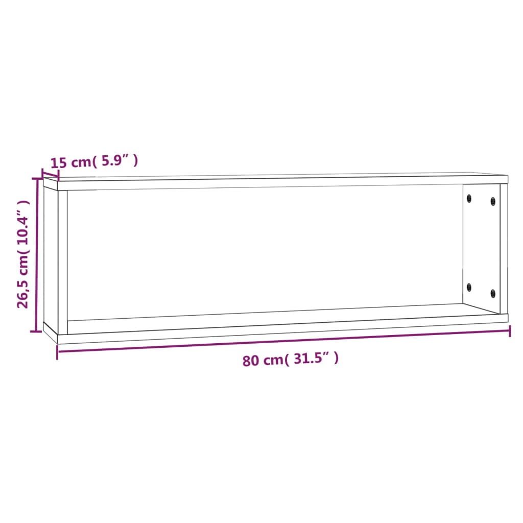 Wall shelves 4 pcs. Gray Sonoma 80x15x26.5 cm wood material