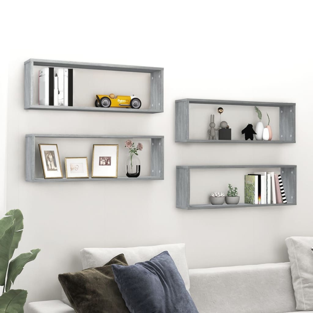 Wall shelves 4 pcs. Gray Sonoma 80x15x26.5 cm wood material