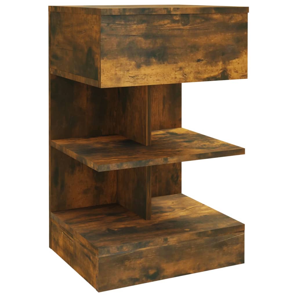 Tables de chevet, lot de 2, chêne fumé, 40 x 35 x 65 cm, matériau bois