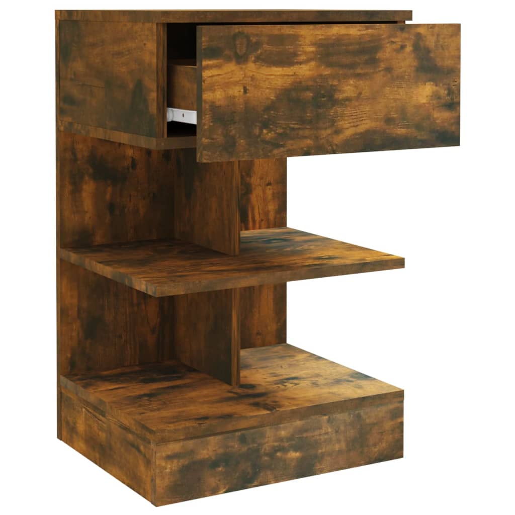 Tables de chevet, lot de 2, chêne fumé, 40 x 35 x 65 cm, matériau bois