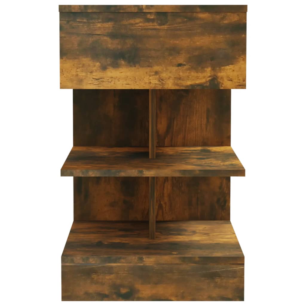 Tables de chevet, lot de 2, chêne fumé, 40 x 35 x 65 cm, matériau bois