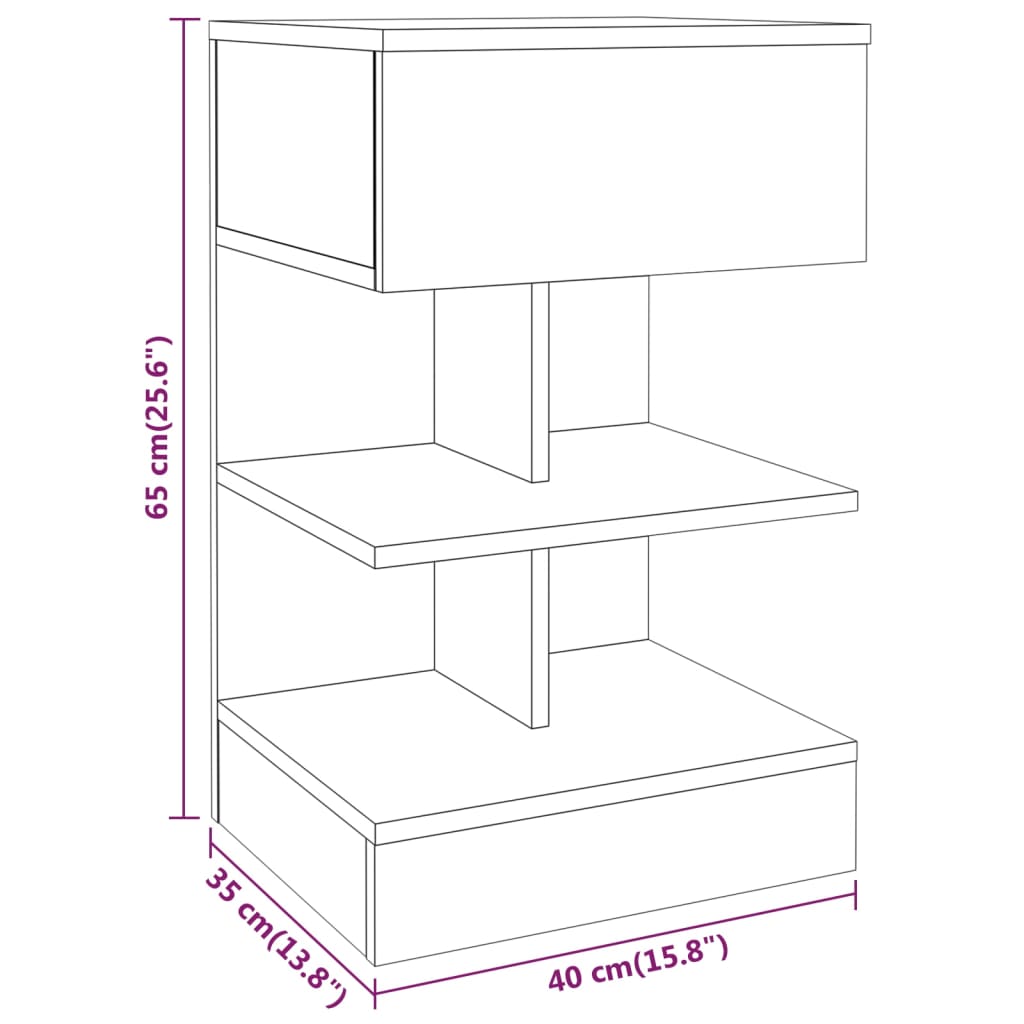 Tables de chevet, lot de 2, chêne fumé, 40 x 35 x 65 cm, matériau bois