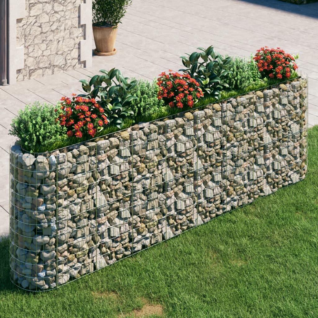 Jardinière surélevée en gabion en fer galvanisé 330x50x100 cm