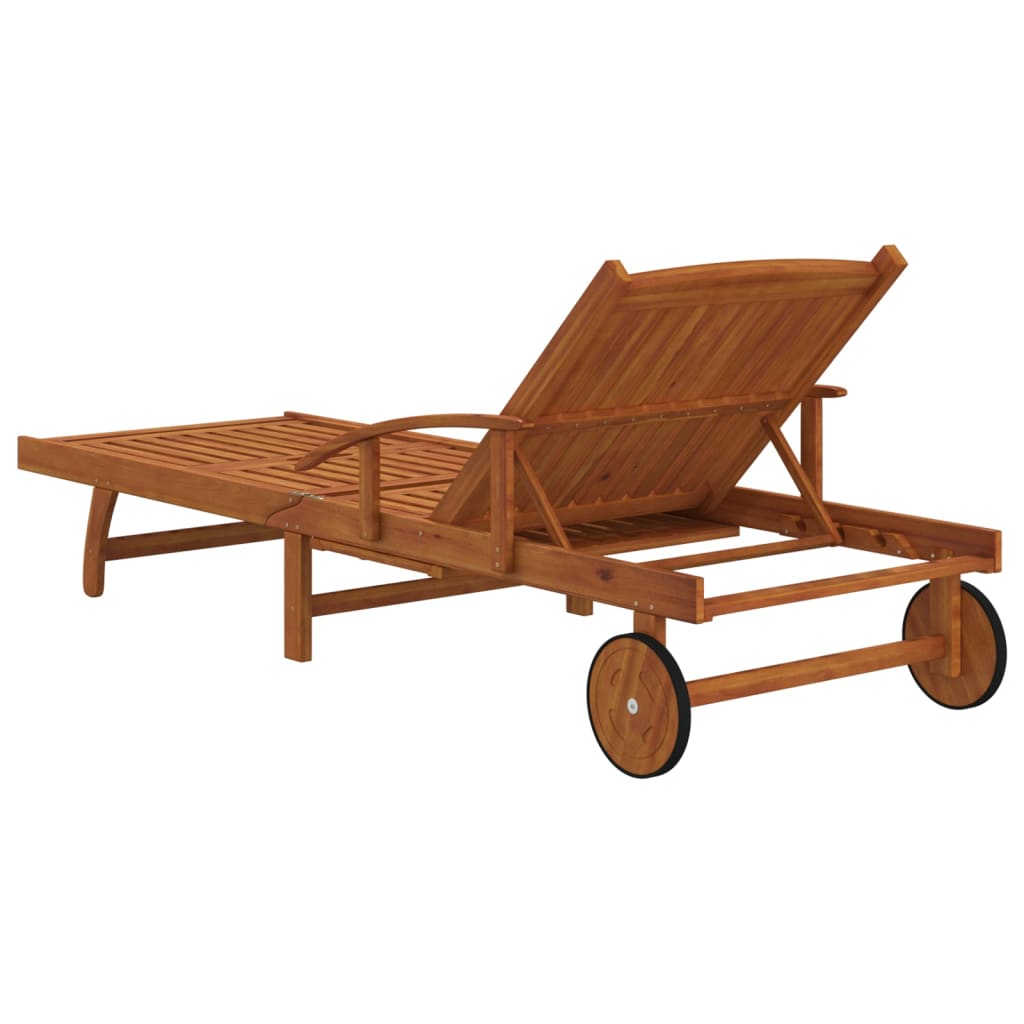 Chaises longues, lot de 2, en bois d'acacia massif