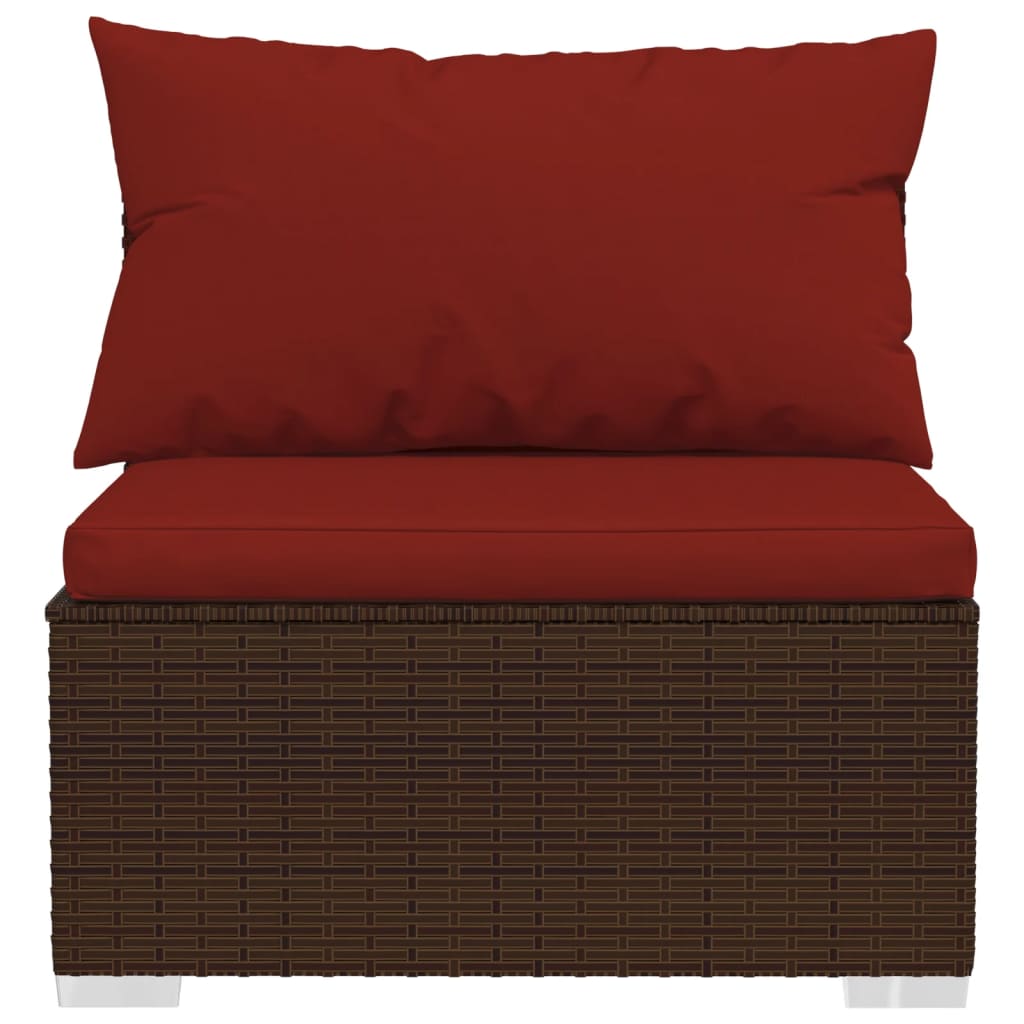 6-tlg. Garten-Lounge-Set mit Auflagen Poly Rattan Braun